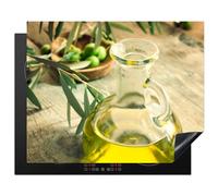 KitchenYeah© Protege Couvre Plaque De Cuisson Deco Cuisine Tapis Protection Induction 65x52 cm Vitrocéramique Pichet - Verre - Bois - Vert