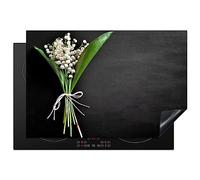KitchenYeah© Protege Couvre Plaque De Cuisson Deco Cuisine Tapis Protection Protecteur Induction 78x52 cm Muguet - Fleurs - Nature morte - Flore