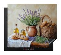 KitchenYeah© Protege Couvre Plaque De Cuisson Décoration Cuisine Tapis Protection Protecteur Induction 60x52 cm Lavande - Pain - Nature Morte