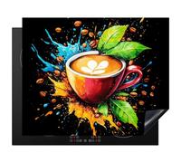 KitchenYeah© Protege Couvre Plaque De Cuisson Décoration Cuisine Tapis Protection Protecteur Induction 65x52 cm Café - Graffiti - Boisson - Abstrait