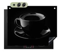 KitchenYeah© Protege Couvre Plaque De Cuisson Décoration Cuisine Tapis Protection Protecteur Induction 65x52 cm, Mur Noir - Café - Tasse