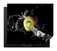 KitchenYeah© Protege Couvre Plaque De Cuisson Décoration Cuisine Tapis Protection Protecteur Induction 59x51 cm Kiwi - Fruit - Nature morte - Eau - Noire