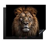 KitchenYeah© Protege Couvre Plaque De Cuisson Décoration Cuisine Tapis Protection Protecteur Induction 65x52 cm Lion - Portrait - Animaux - Noir