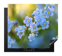 KitchenYeah© Protege Couvre Plaque De Cuisson Décoration Cuisine Tapis Protection Protecteur Induction 60x52 cm Fleurs - Bleu - Ne m'Oubliez Pas