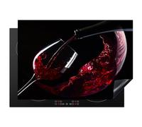 KitchenYeah© Protege Couvre Plaque De Cuisson Décoration Cuisine Tapis Protection Protecteur Induction 75x52 cm Vin - Rouge - Verre - Noir