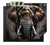 KitchenYeah© Protege Couvre Plaque De Cuisson Décoration Cuisine Tapis Protection Protecteur Induction 59x52 cm, Mur Eléphant - Aquarelle - Faune - Luxe