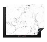 KitchenYeah© Protege Couvre Plaque De Cuisson Décoration Cuisine Tapis Protection Protecteur Induction 65x52 cm Marbre - Blanc - Gris - Luxe - Aspect marbre - Texture