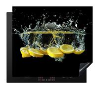 KitchenYeah© Protège Plaque Induction 58x51 cm Deco Cuisine Protection Tapis Pour Plan De Travail Cuisson Protégé Citron - Fruit - Jaune - Nature morte - Eau