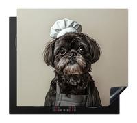 KitchenYeah© Protège Plaque Induction 60x52 cm Deco Cuisine Accessoire Pratique Protection De Vitroceramique Kitchen Gadget Cuisinier - Noir - Chien