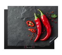 KitchenYeah© Protege Plaque Induction 65x52 cm Deco Cuisine Accessoires Pratique Protection De Vitroceramique Piment - Béton - Légumes - Piments