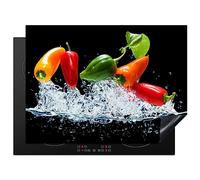 KitchenYeah© Protège Plaque Induction 70x52 cm Deco Cuisine Accessoire Pratique Protection De Vitroceramique Kitchen Gadget Piment - Noir - Légumes - Eau - Feuille