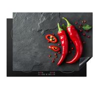 KitchenYeah© Protege Plaque Induction 70x52 cm Deco Cuisine Accessoires Pratique Protection De Vitroceramique Piment - Béton - Légumes - Piments