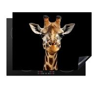 KitchenYeah© Protege Plaque Induction 71x52 cm Decoration Cuisine Tapis de Protection Pour Plan De Travail Cuisson Protégé Animaux - Girafe - Portrait - Noir