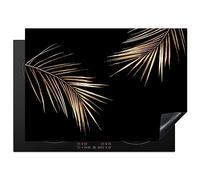 KitchenYeah© Protège Plaque Induction 75x52 cm Deco Cuisine Accessoire Pratique Protection De Vitroceramique Kitchen Gadget Feuilles - Plantes - Or - Noir - Luxe