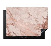KitchenYeah© Protege Plaque Induction 75x52 cm Deco Cuisine Ustensiles Accessoires Pratique Protection De Vitroceramique Marbre - Rose - Luxe - Aspect marbre - Paillettes - Design