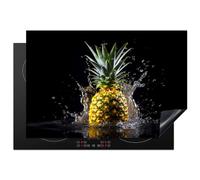 KitchenYeah© Protege Plaque Induction 77x51 cm Deco Cuisine Accessoire Pratique Protection De Vitroceramique Ananas - Fruit - Eau - Légume - Noir