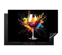 KitchenYeah© Protège Plaque Induction 81x52 cm Deco Cuisine Accessoire Pratique Protection De Vitroceramique Kitchen Gadget Vin - Verre - Graffiti - Boisson - Rouge - Peinture