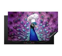 KitchenYeah© Protege Plaque Induction 90x52 cm Decoration Cuisine Tapis de Protection Pour Plan De Travail Cuisson Protégé Paon - Toque de Chef - Cool - Violet