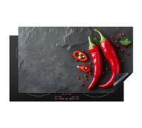 KitchenYeah© Protege Plaque Induction 91x52 cm Deco Cuisine Accessoires Pratique Protection De Vitroceramique Piment - Béton - Légumes - Piments