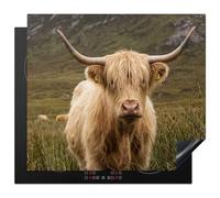 KitchenYeah© Protège Plaque Induction Deco Cuisine Accessoire Pratique | 59x51 cm - Protection De Vitroceramique Kitchen Gadget Scotch highlander - Bergen - Champ d'herbe