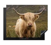 KitchenYeah© Protège Plaque Induction Deco Cuisine Accessoire Pratique | 65x52 cm - Protection De Vitroceramique Kitchen Gadget Scotch highlander - Bergen - Champ d'herbe