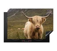 KitchenYeah© Protège Plaque Induction Deco Cuisine Accessoire Pratique | 76x51 cm - Protection De Vitroceramique Kitchen Gadget Scotch highlander - Bergen - Champ d'herbe