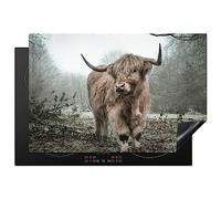 KitchenYeah© Protege Plaque Induction Deco Cuisine Accessoires Pratique | 76x51 cm - Protection De Vitroceramique Highlander écossais - Nature - Automne - Animaux - Vie sauvage - Forêt