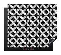 KitchenYeah© Protege Plaque Induction Decoration Cuisine Tapis | 59x52 cm - Protection Pour Plan Travail Cuisson Protégé Cercle - Carreaux - Marbre - Noir - Blanc