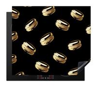 KitchenYeah© Protege Plaque Induction Decoration Cuisine Tapis de | 59x52 cm - Protection Pour Plan De Travail Cuisson Protégé Macarons - Motif - Or - Noir