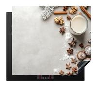 KitchenYeah© Protege Plaque Tapis Pour Induction 59x52 cm Deco Cuisine Protection Vitrocéramique Pour Cuisiniere Herbes - Hiver - Lait - Béton