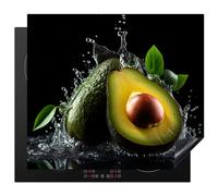 KitchenYeah© Protege Plaque Tapis Pour Induction 60x52 cm Deco Cuisine Protection Vitrocéramique Pour Cuisiniere Avocat - Fruit - Eau - Noir - Vert