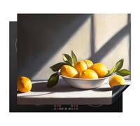 KitchenYeah© Protege Plaque Tapis Pour Induction 65x52 cm Deco Cuisine Protection Vitrocéramique Pour Cuisiniere Citrons - Nature Morte - Jaune
