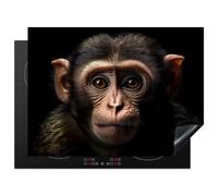 KitchenYeah© Protege Plaque Tapis Pour Induction 71x52 cm Deco Cuisine Protection Vitrocéramique Pour Cuisiniere Singe - Vie Sauvage - Portrait - Noir