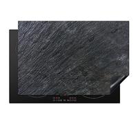 KitchenYeah© Protege Plaque Tapis Pour Induction 76x51 cm Deco Cuisine Protection Vitrocéramique Pour Cuisiniere Pierre naturelle - Industriel - Ardoise - Texture - Gris