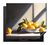 KitchenYeah© Protege Plaque Tapis Pour Induction Deco Cuisine Protection | 57x51 cm - Vitrocéramique Pour Cuisiniere Citrons - Nature Morte - Jaune