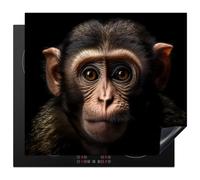 KitchenYeah© Protege Plaque Tapis Pour Induction Deco Cuisine Protection | 60x52 cm - Vitrocéramique Cuisiniere Singe - Vie Sauvage - Portrait - Noir