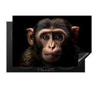 KitchenYeah© Protege Plaque Tapis Pour Induction Deco Cuisine Protection | 80x52 cm - Vitrocéramique Cuisiniere Singe - Vie Sauvage - Portrait - Noir