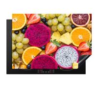 KitchenYeah© Protege Pour Plaque Induction Décoration Kitchen Gadget | 75x52 cm Decoration Cuisine Tapis de Protection Plan Travail Cuisson Protégé Fruits - Assortiment - Coloré - Santé