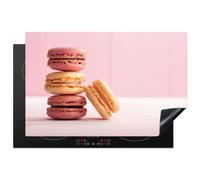 KitchenYeah© Protege Pour Plaque Induction Décoration Kitchen Gadget | 83x52 cm Decoration Cuisine Tapis de Protection Plan Travail Cuisson Protégé Macarons - Coloré - Paris - Rose