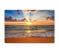 KitchenYeah© Set de Table 6 Pièces 45x30 cm Antidérapant Plastique Original Décoration Table Basse Rigide Tapis Plage - Coucher De Soleil - Mer - Nuages - Horizon