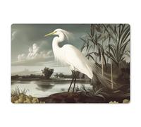 KitchenYeah© Set de Table 6 Pièces 45x30 cm Antidérapant Plastique Original Décoration Table Basse Rigide Tapis Héron - Plantes - Nuages - Blanc