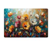 KitchenYeah© Set de Table 6 Pièces 45x30 cm Antidérapant Plastique Original Décoration Table Basse Rigide Tapis Fleurs - Peinture - Art - Moderne