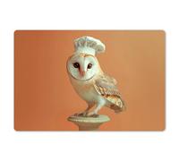 KitchenYeah© Set de Table 6 Pièces 45x30 cm Antidérapant Plastique Original Décoration Table Basse Rigide Tapis Chouette Effraie - Toque De Chef - Orange - Oiseau