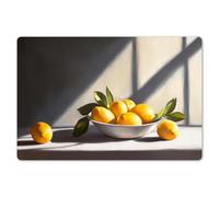 KitchenYeah© Set de Table 6 Pièces Antidérapant Plastique Original | 45x30 cm - Décoration Basse Rigide Tapis Citrons - Nature Morte - Jaune