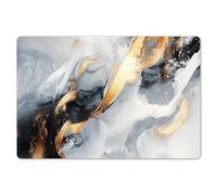 KitchenYeah© Set de Table 6 Pièces Antidérapant Plastique Original | 45x30 cm - Décoration Basse Rigide Tapis Abstrait - Or - Peinture - Esthétique - Art