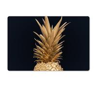 KitchenYeah© Set de Table Ensemble 6 Pièces Dessous Plat Antidérapant | 45x30 cm - Rectangulaire - Lavable Coloré Vinyle Ananas - Or - Peinture - Noir - Fruits - Luxe