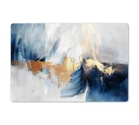 KitchenYeah© Set de Table Ensemble 6 Pièces Dessous Plat Antidérapant | 45x30 cm - Rectangulaire - Lavable Coloré Vinyle Or - Bleu - Peinture - Art - Moderne