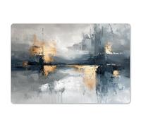 KitchenYeah© Set de Table Ensemble 6 Pièces Dessous Plat Antidérapant | 45x30 cm - Rectangulaire - Lavable Coloré Vinyle Abstrait - Peinture - Art - Or