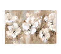 KitchenYeah© Set de Table Ensemble de 6 Pièces 45x30 cm Dessous de Plat Antidérapant Lavable Coloré Vinyle Rectangulaire Fleurs - Beige - Abstrait - Moderne