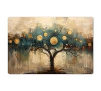 KitchenYeah© Set de Table Ensemble de 6 Pièces 45x30 cm Dessous de Plat Antidérapant Lavable Coloré Vinyle Rectangulaire Arbre - Abstrait - Marron - Or - Industriel